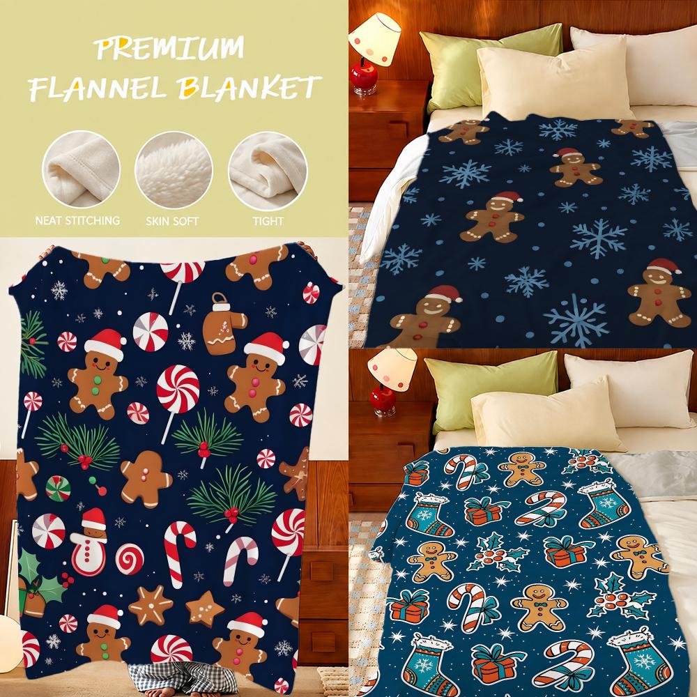 Home Textiles Throw - Christmas Gingerbread Man Throw Plush Flannel