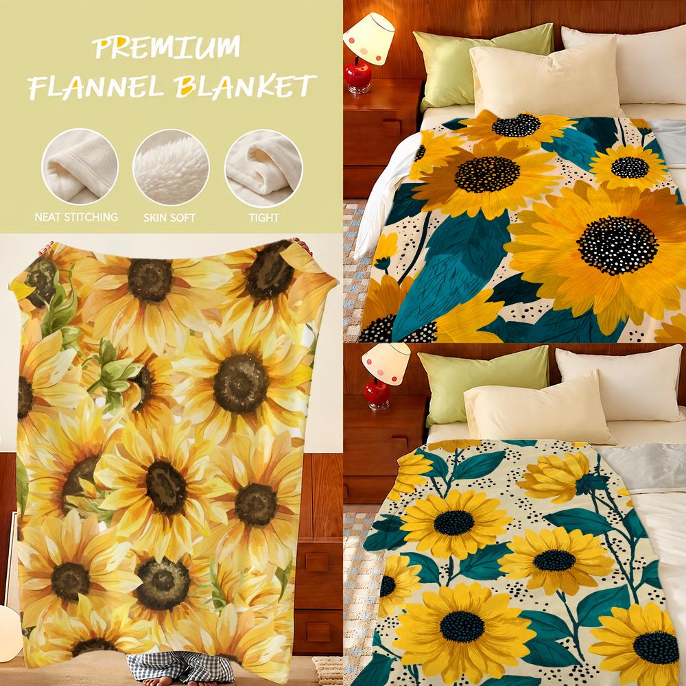 Home Textiles Throw - Fall Sunflower Throw Plush Flannel Throw