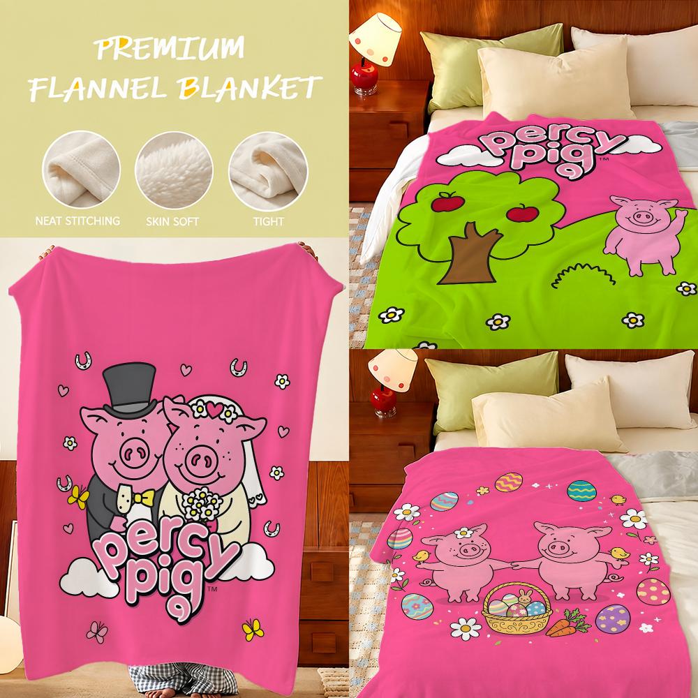 Home Textiles Throw - Percy Pig Throw Plush Flannel Throw