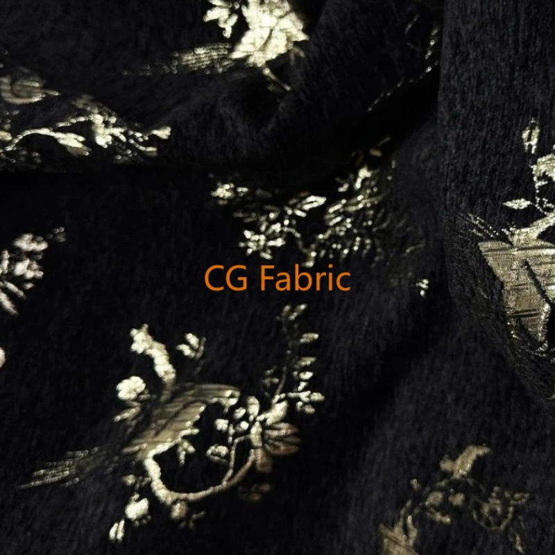 Gold Thread Chenille Jacquard  - Home Textiles Luxury Curtains review and price