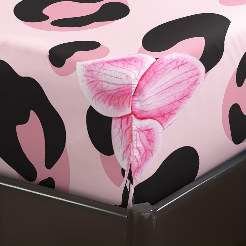 3pcs Pink Leopard Fitted Sheet - Bed Sheet Microfiber review and price