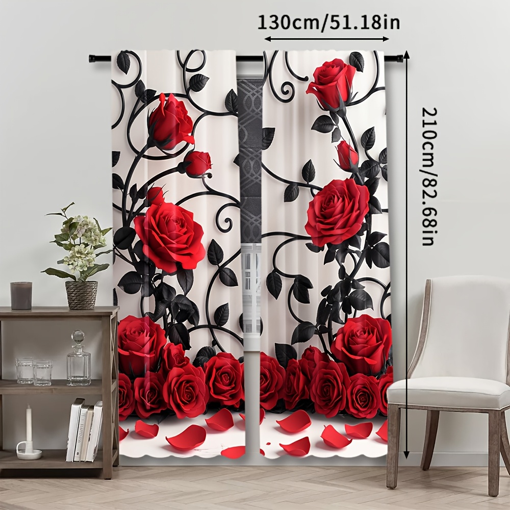 Luxury Red Rose Floral Pattern - Home Textiles Luxury Curtains review and price
